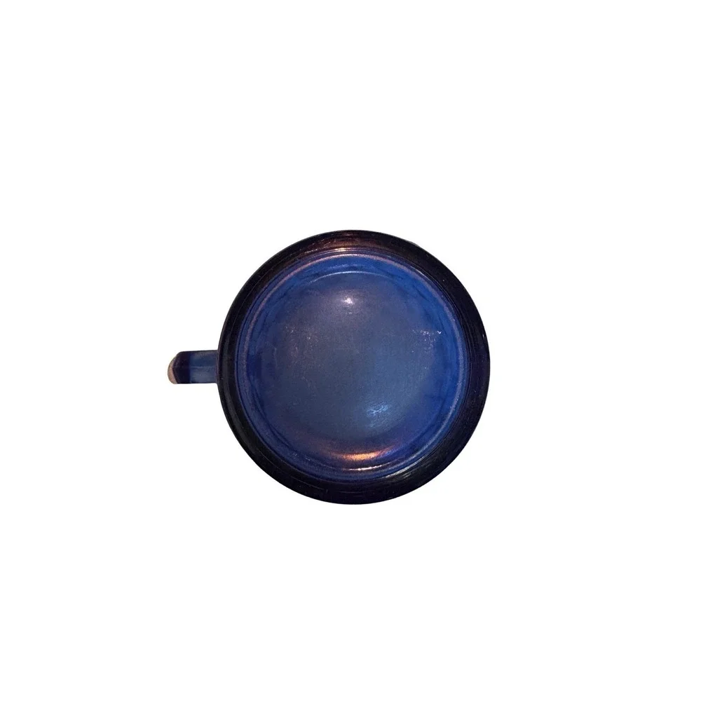 Vintage Blue‎ Depression Glass Shirley Temple Small Pitcher & Cup With Handles